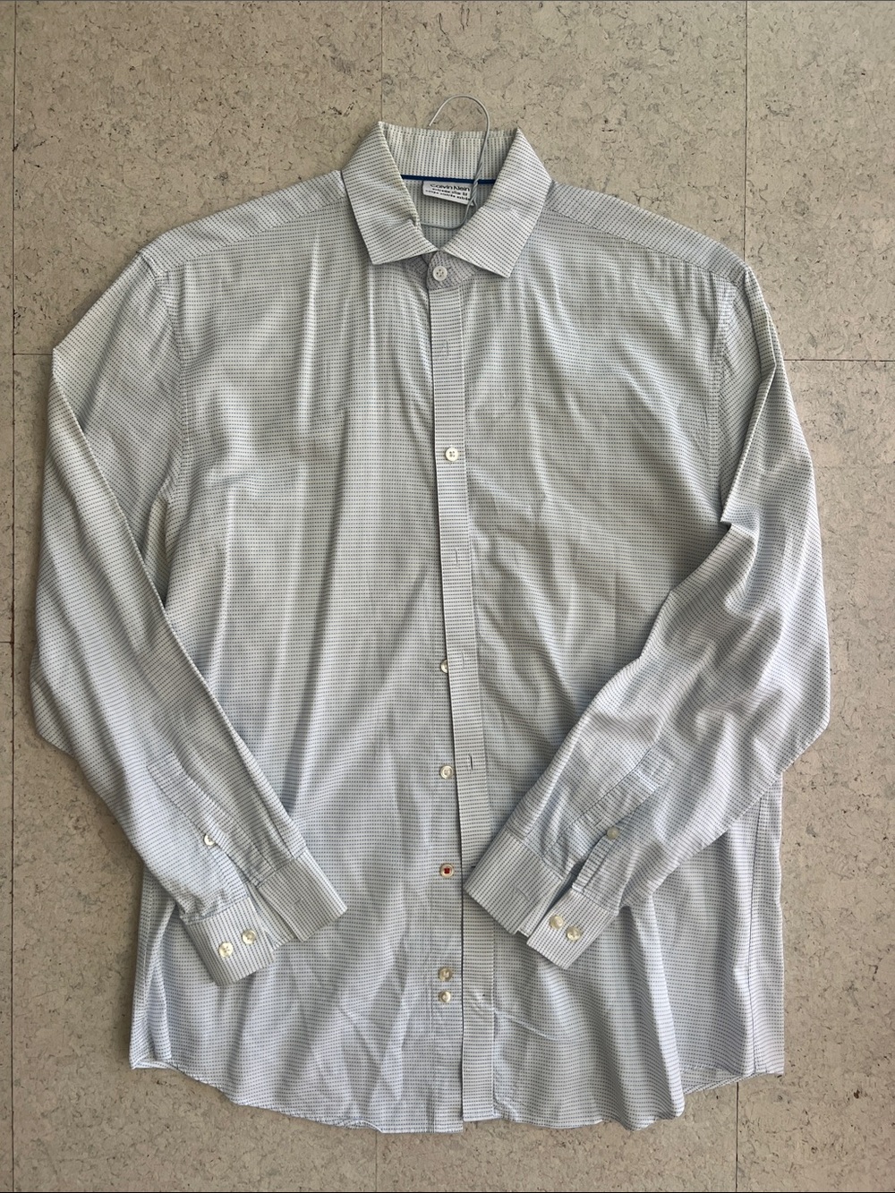 Calvin Klein Men's Light Blue Micro-Pattern Dress Shirt